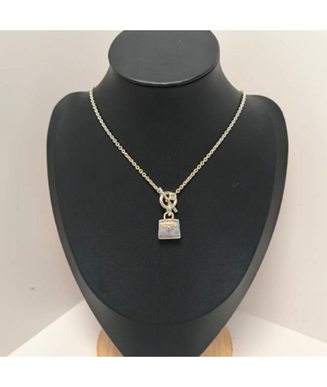 HERMES Серое серебряное колье, фото 9