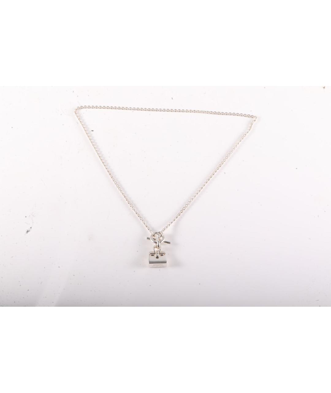 HERMES Серое серебряное колье, фото 6