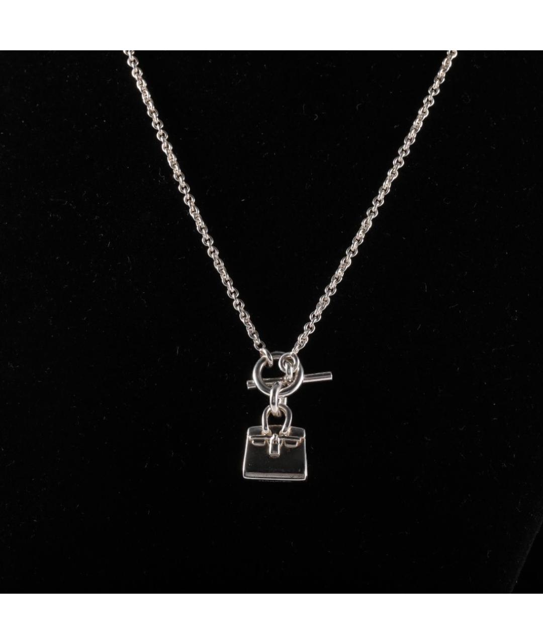 HERMES Серое серебряное колье, фото 8