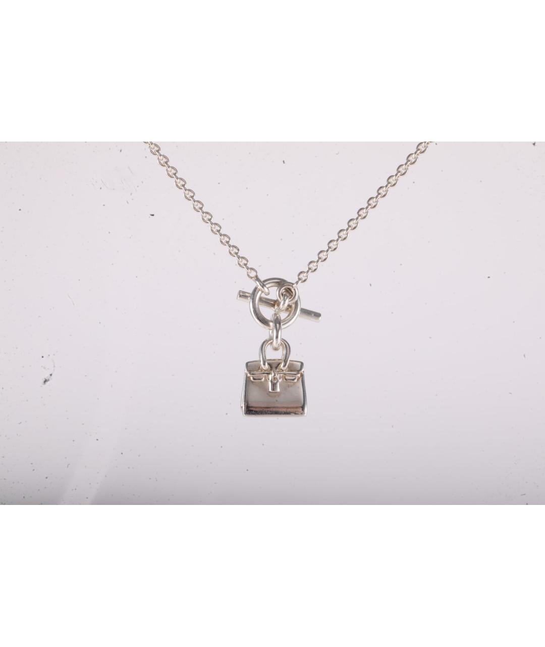 HERMES Серое серебряное колье, фото 7