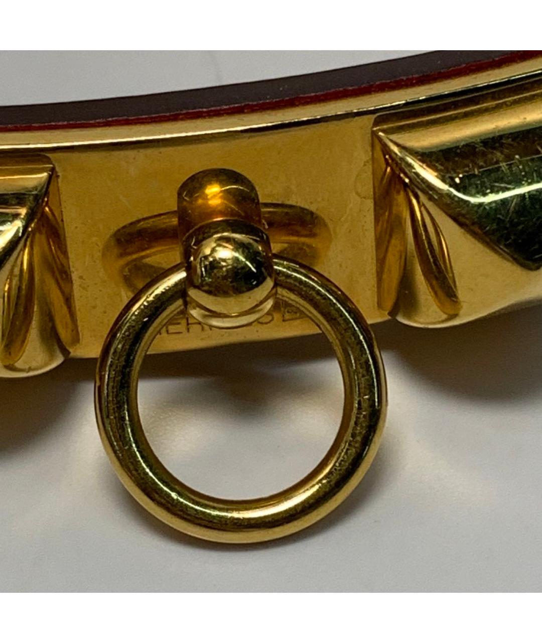 HERMES Бордовый кожаный браслет, фото 4