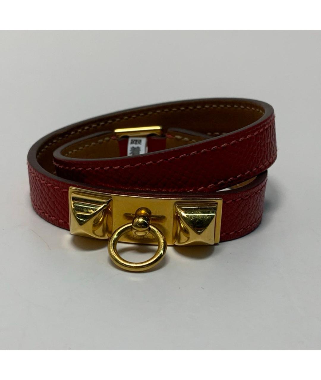 HERMES Бордовый кожаный браслет, фото 2