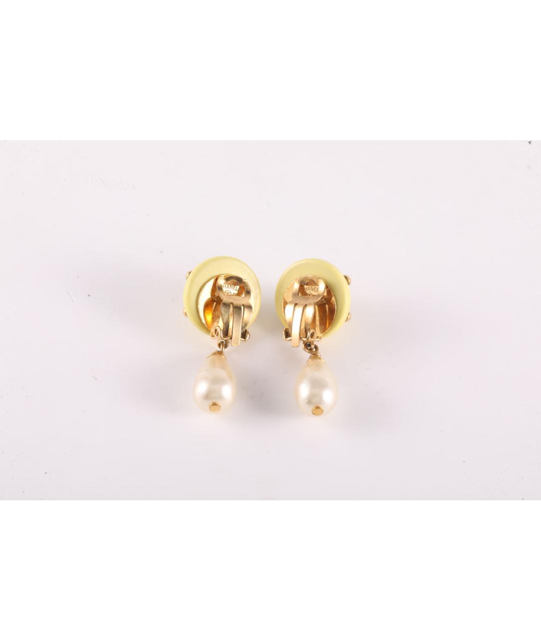 CHANEL Желтые металлические клипсы, фото 4