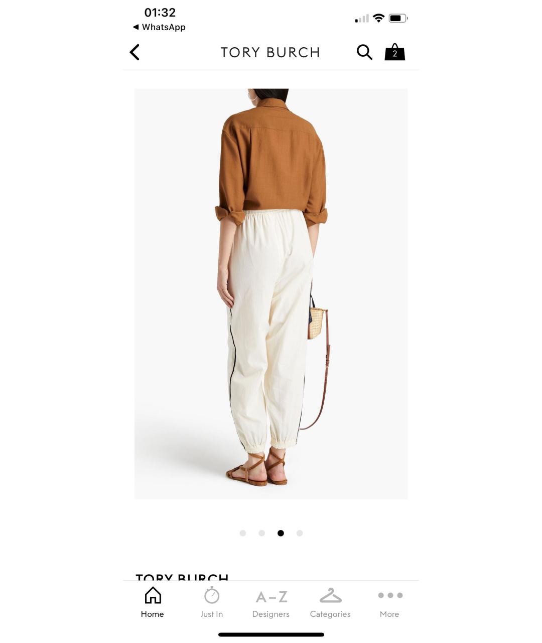 TORY BURCH Бежевые хлопковые брюки широкие, фото 3