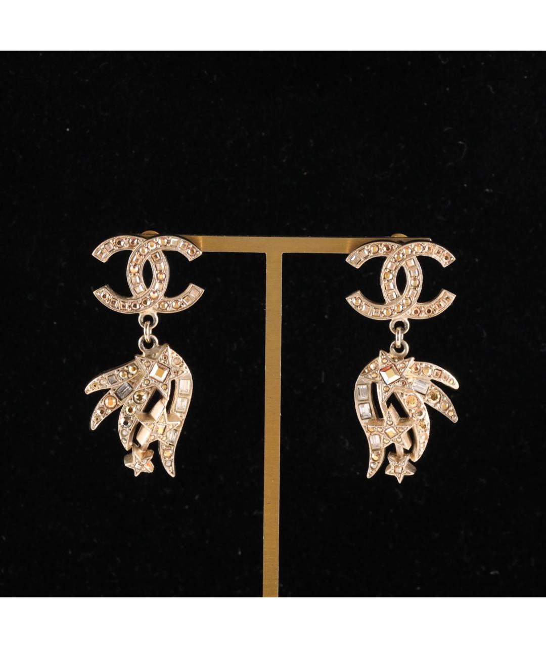 CHANEL Золотые металлические серьги, фото 7