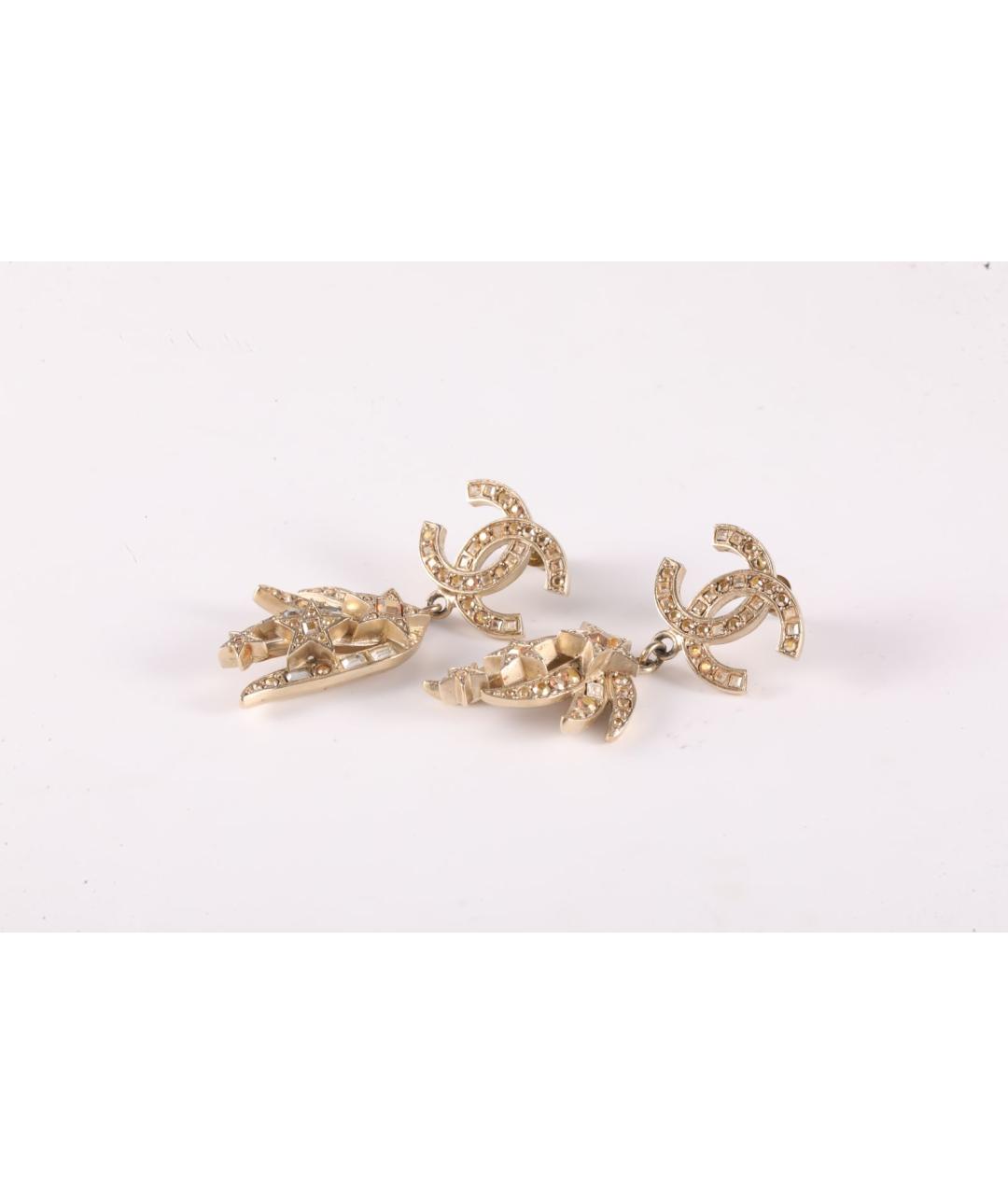 CHANEL Золотые металлические серьги, фото 2