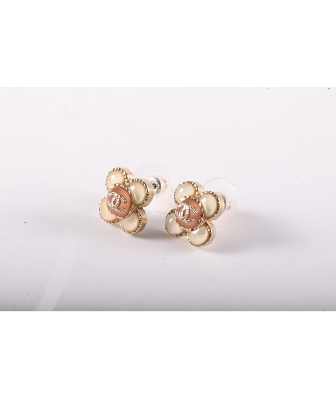 CHANEL Бежевые металлические серьги, фото 3