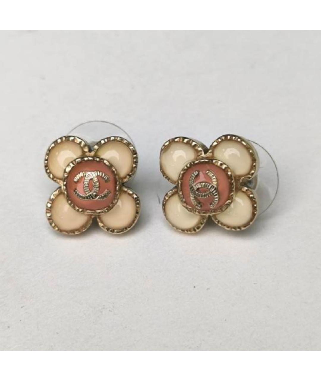 CHANEL Бежевые металлические серьги, фото 6