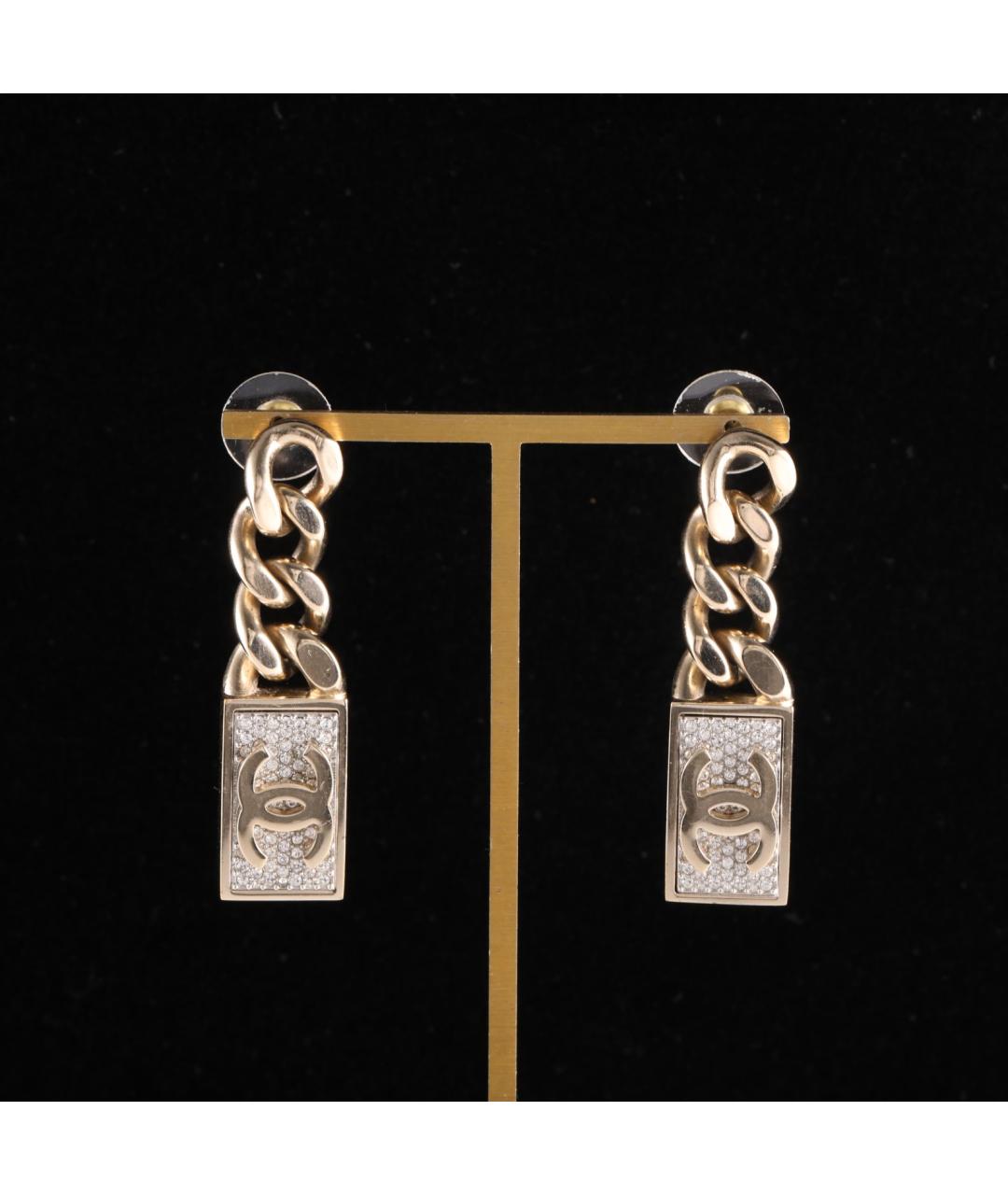 CHANEL Золотые металлические серьги, фото 7