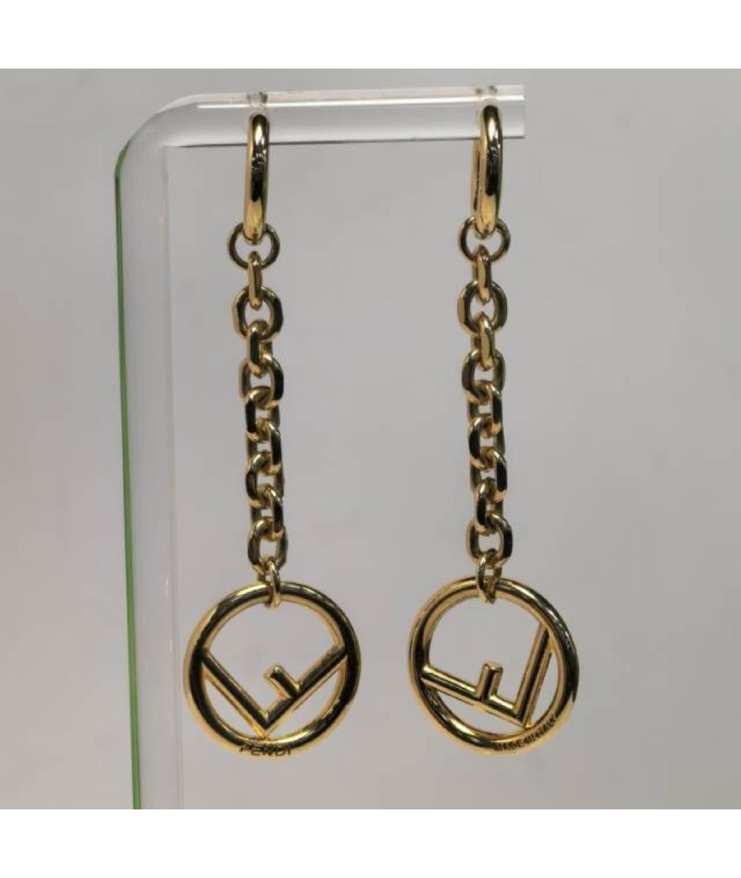 FENDI Золотые металлические серьги, фото 7