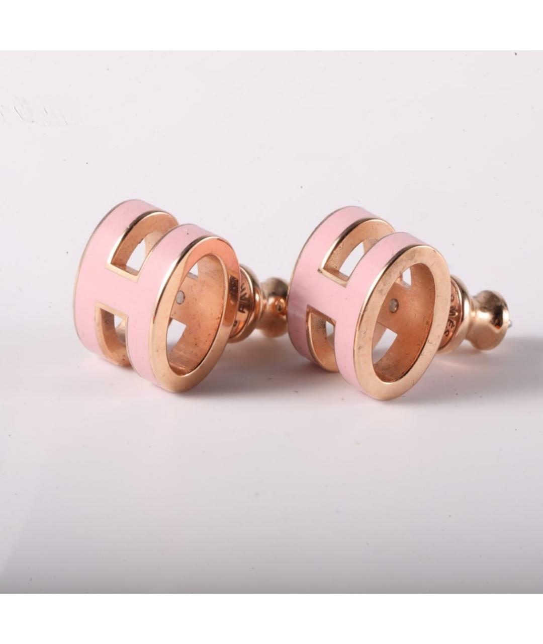 HERMES Розовые металлические серьги, фото 5