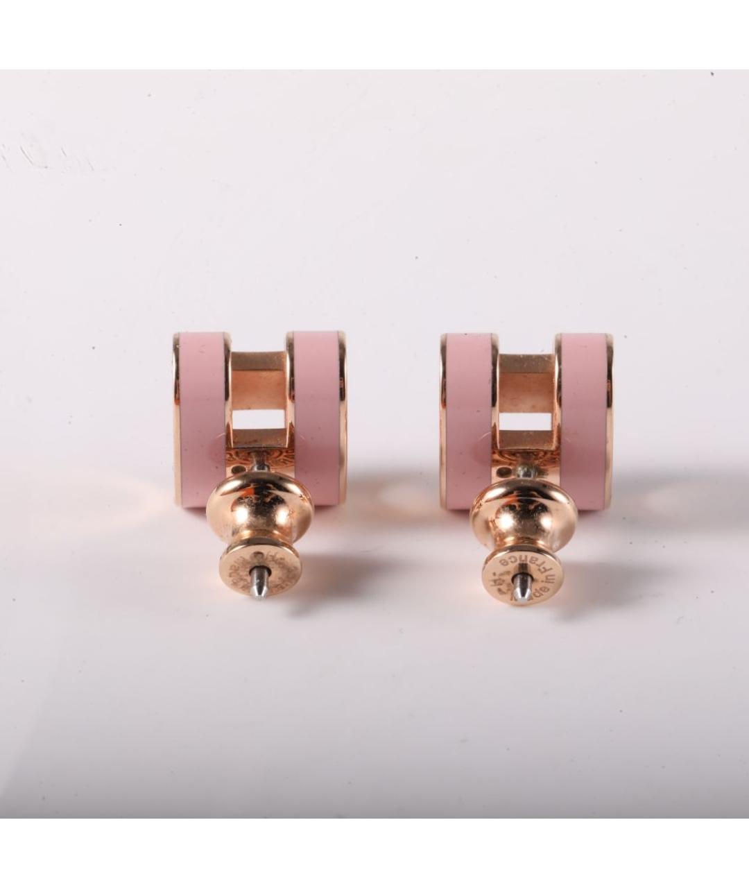 HERMES Розовые металлические серьги, фото 6