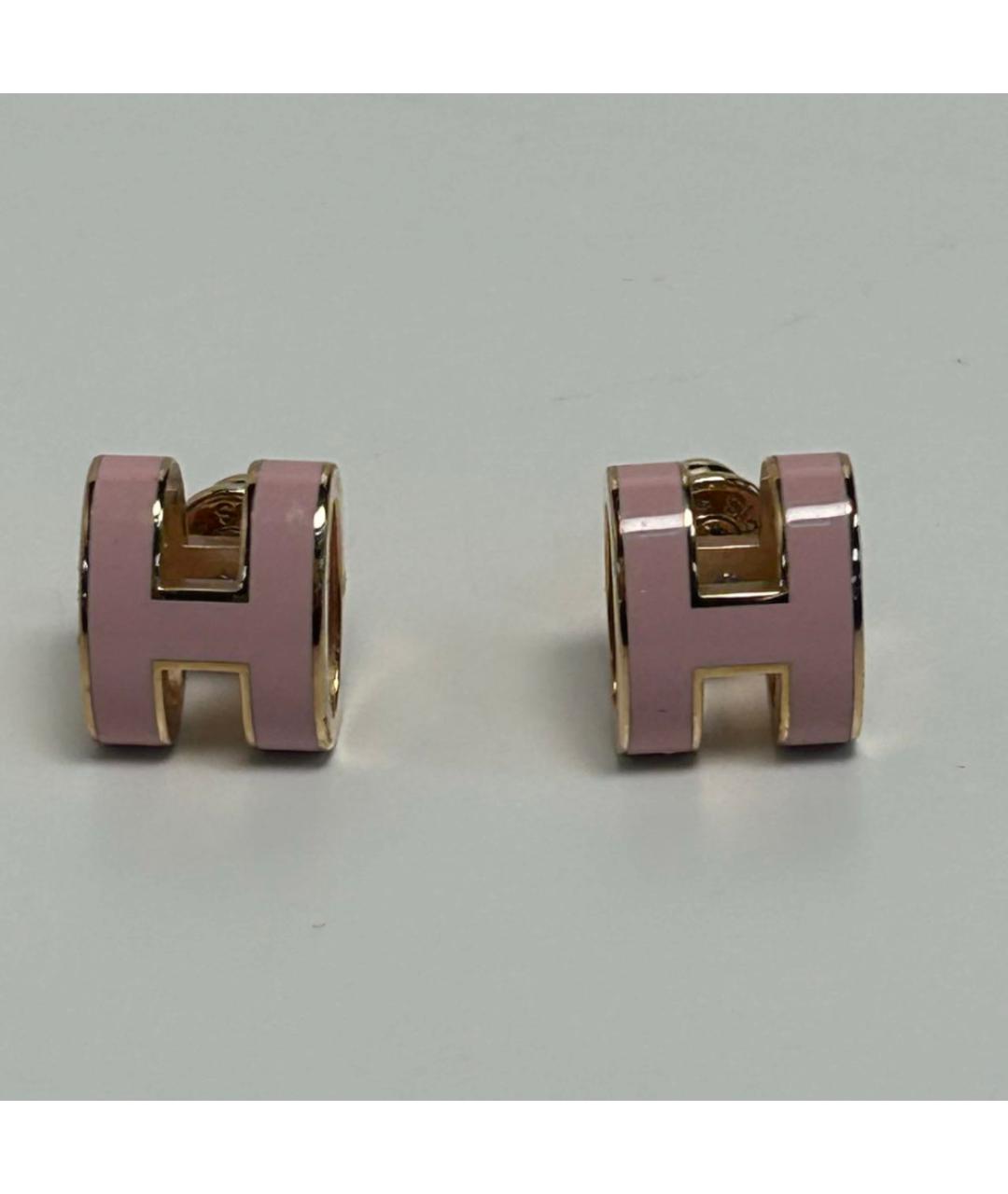 HERMES Розовые металлические серьги, фото 7