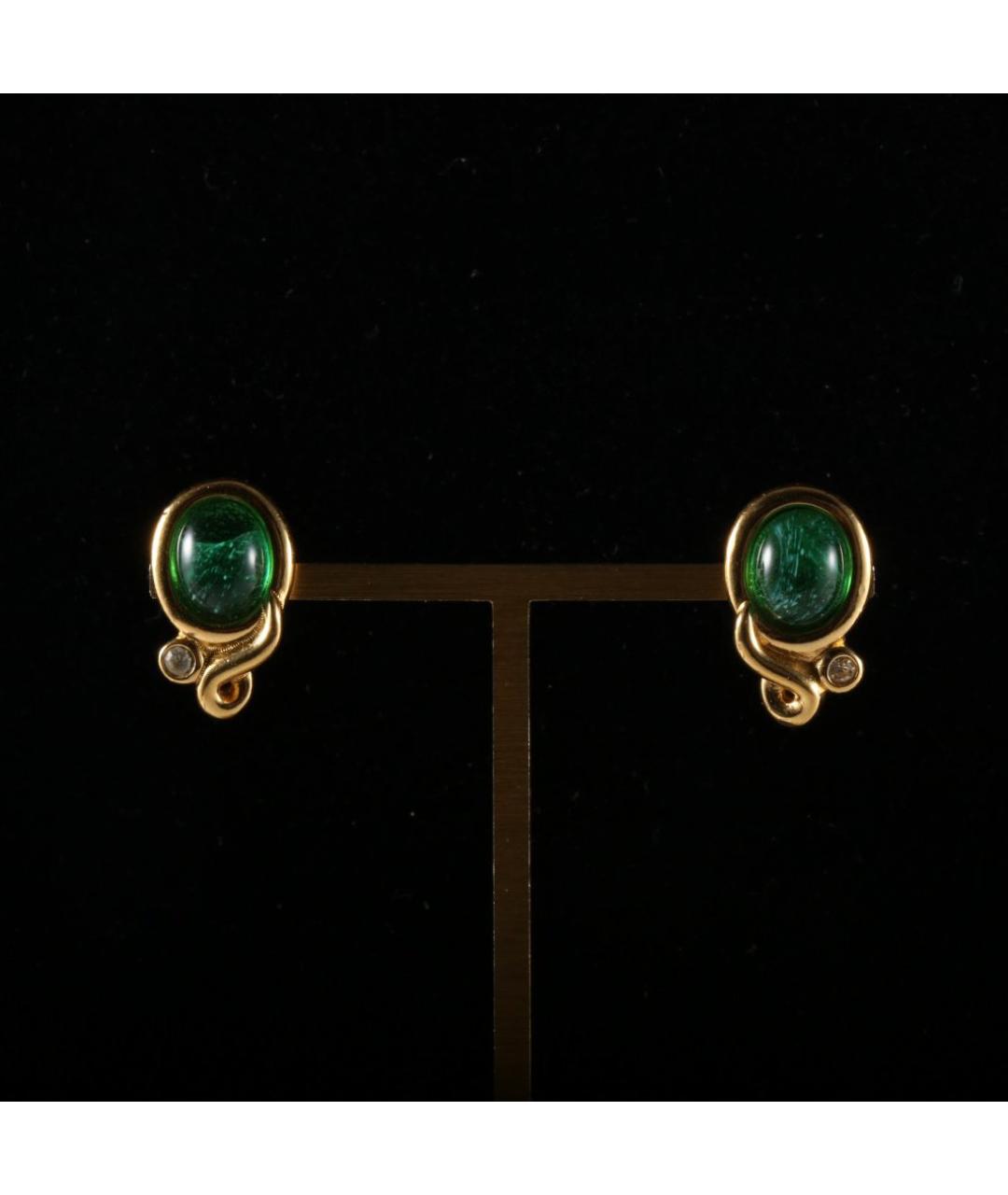 CHRISTIAN DIOR Зеленые металлические серьги, фото 2