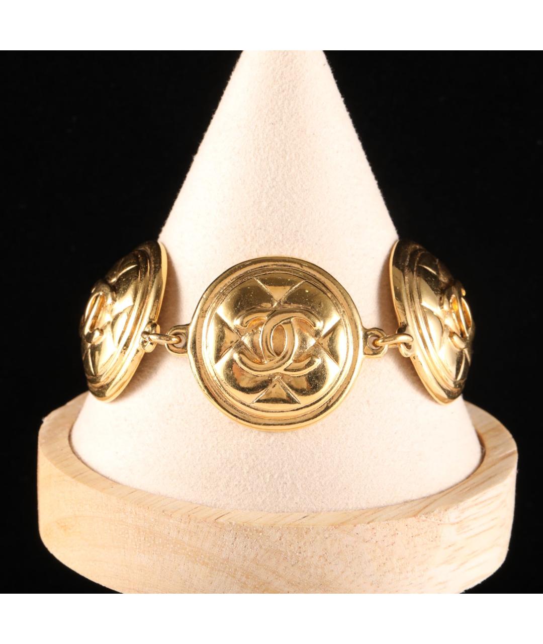 CHANEL Золотой металлический браслет, фото 7