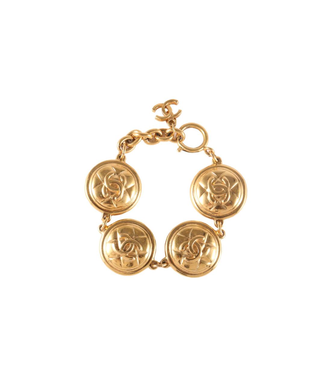 CHANEL Золотой металлический браслет, фото 1