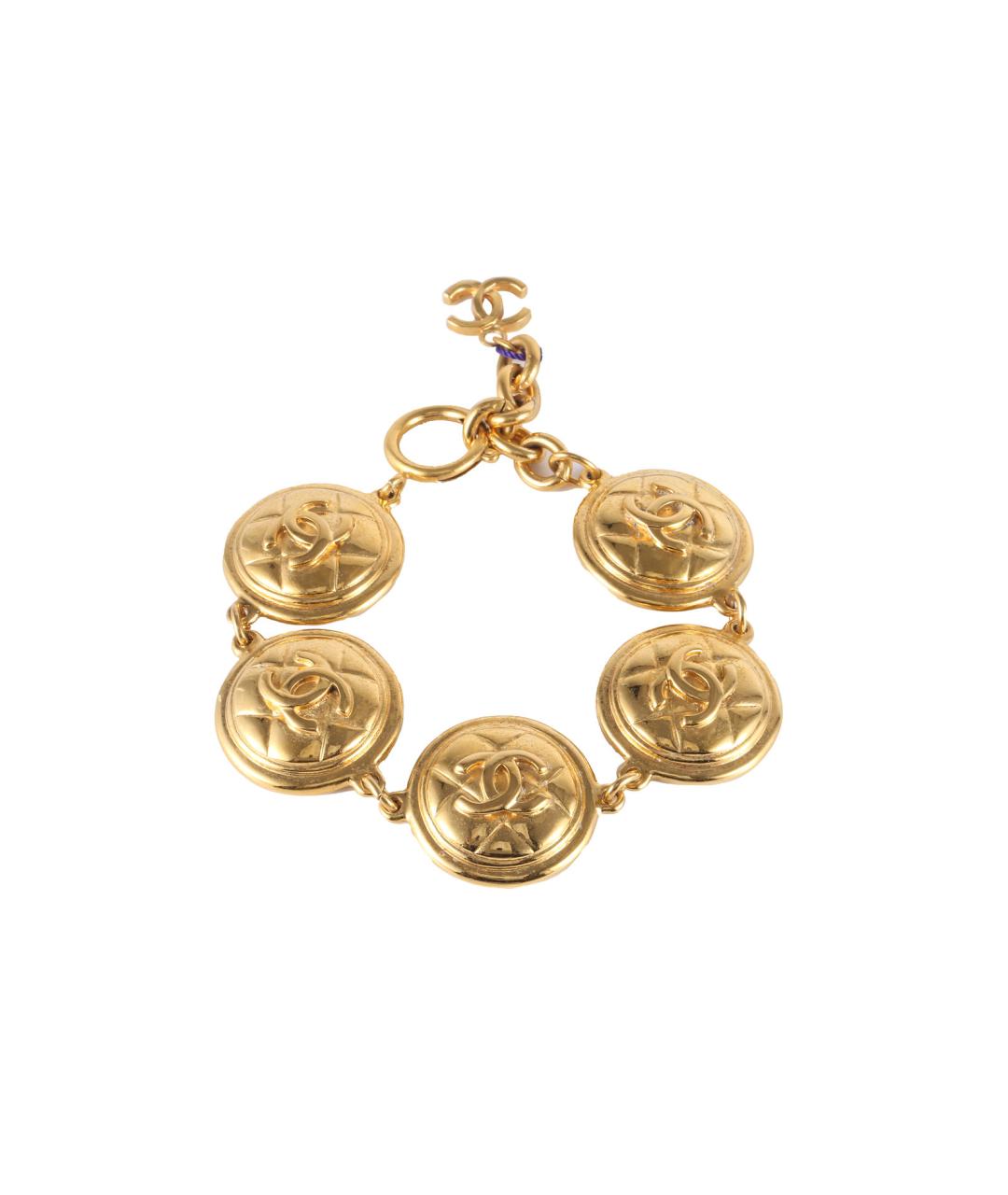 CHANEL Золотой металлический браслет, фото 1