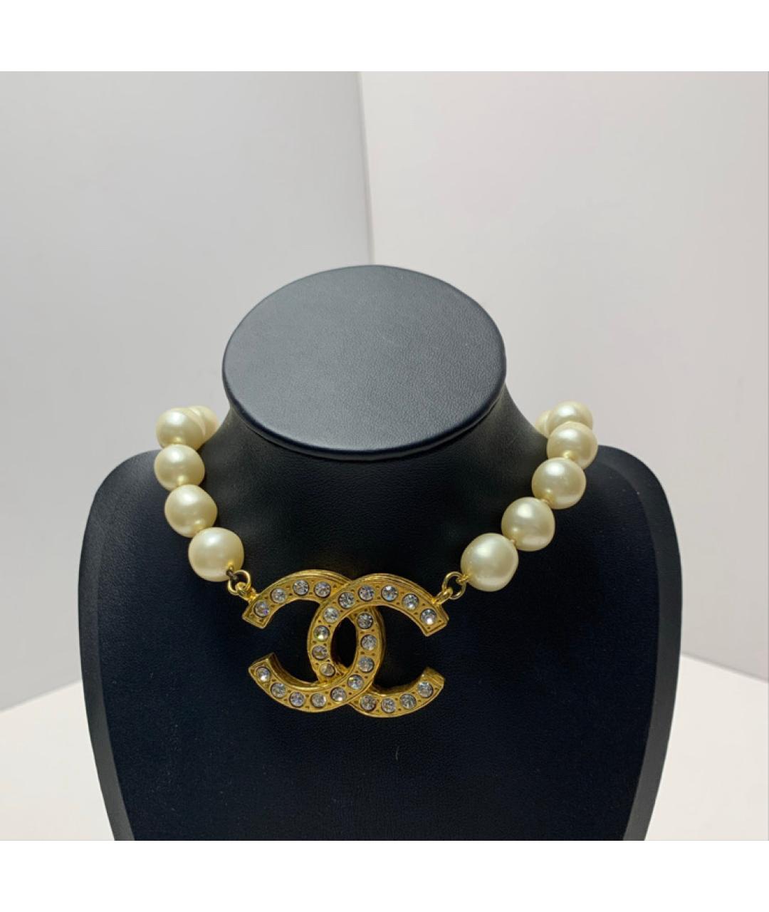 CHANEL Белое металлическое колье, фото 9