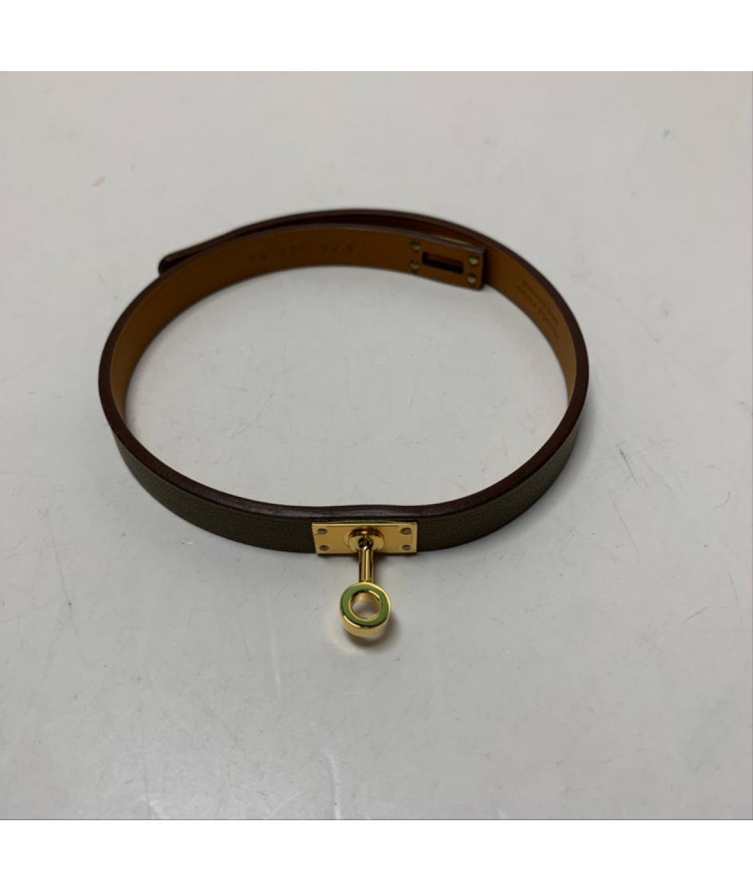 HERMES Бежевый кожаный браслет, фото 5
