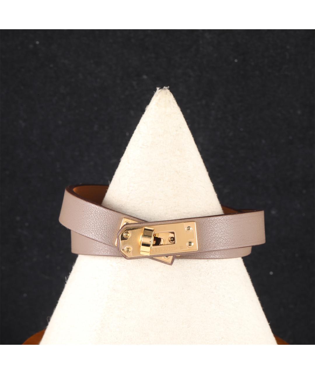 HERMES Бежевый кожаный браслет, фото 4