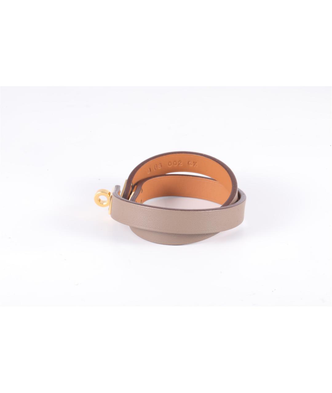 HERMES Бежевый кожаный браслет, фото 2