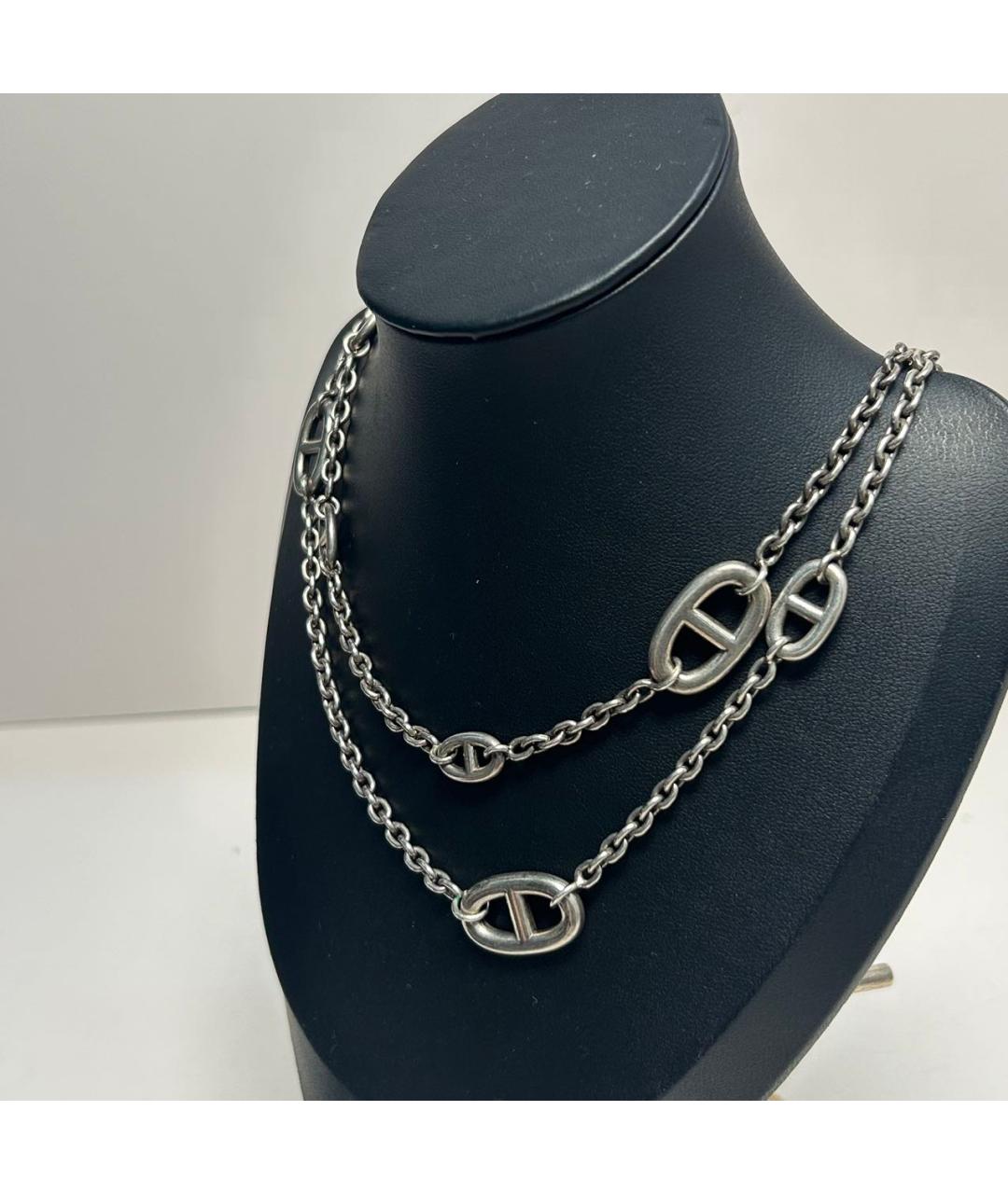 HERMES Серое серебряное колье, фото 9