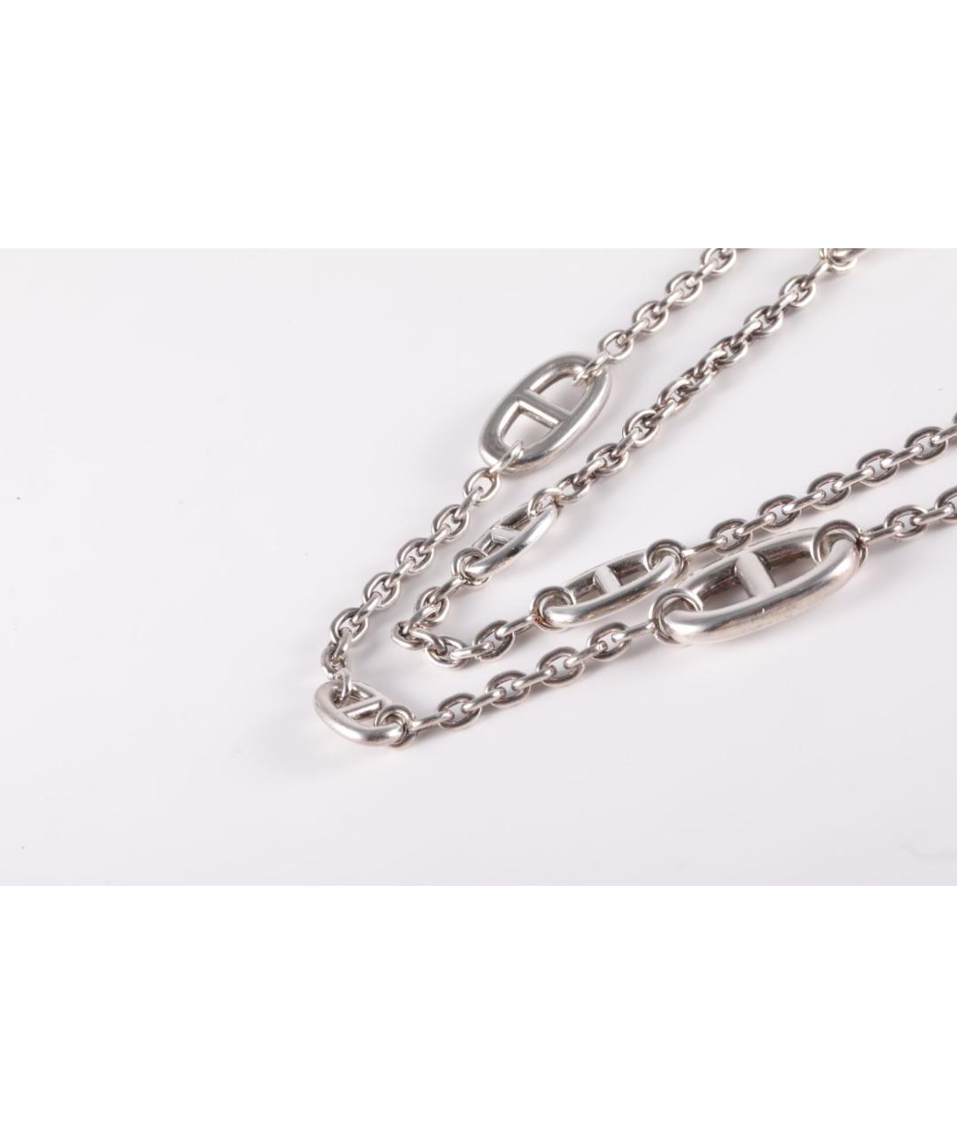 HERMES Серое серебряное колье, фото 3