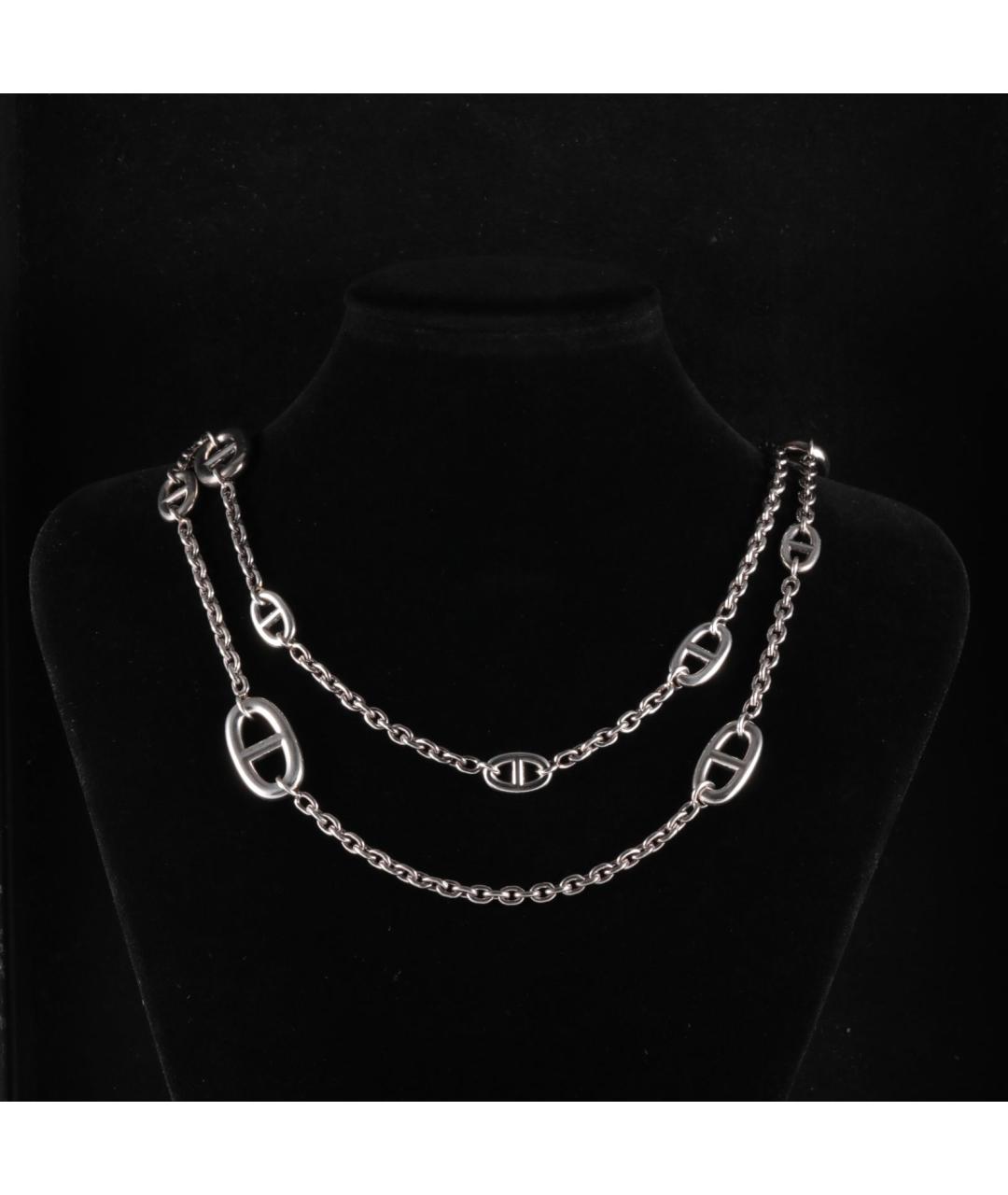 HERMES Серое серебряное колье, фото 7