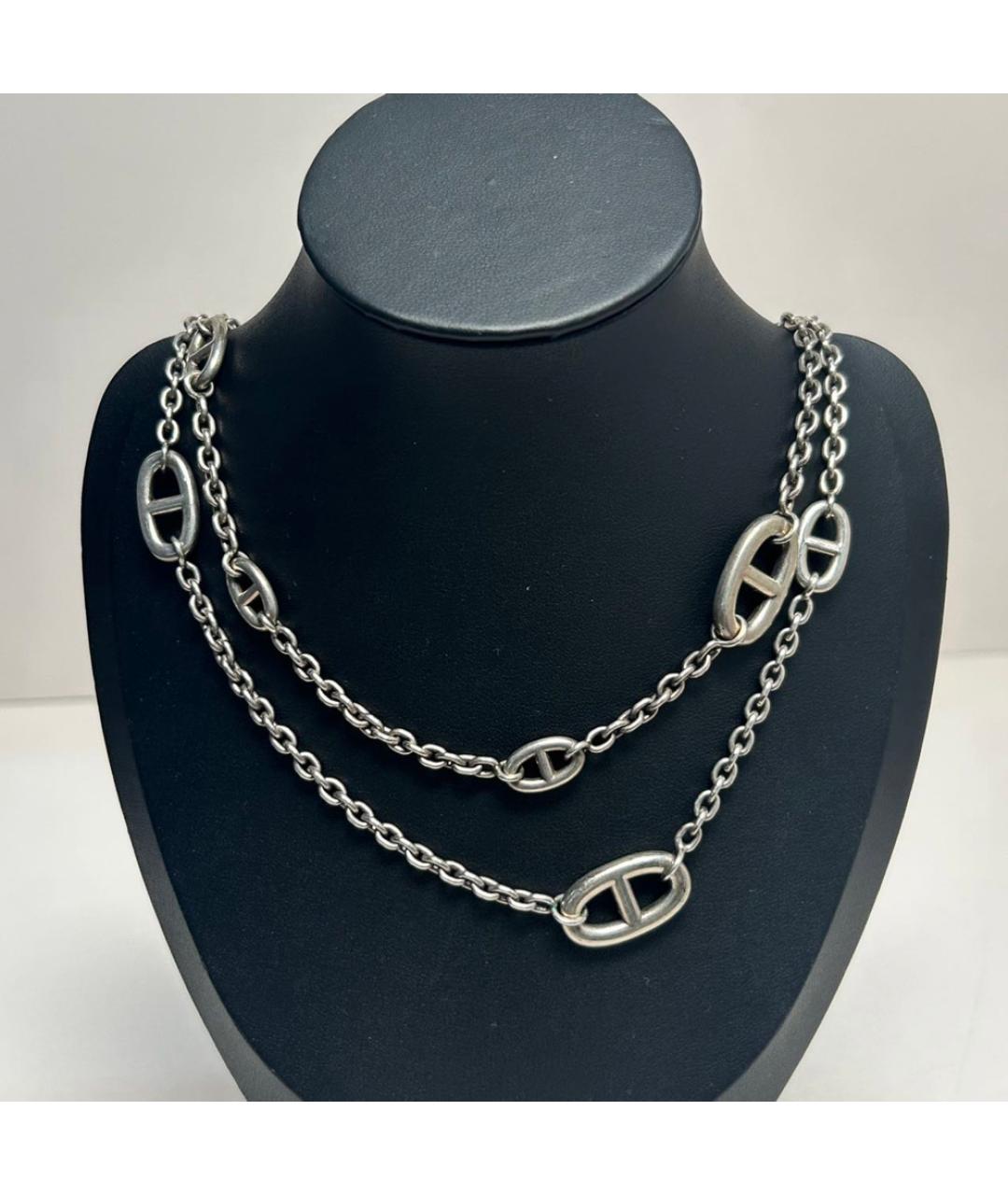 HERMES Серое серебряное колье, фото 8
