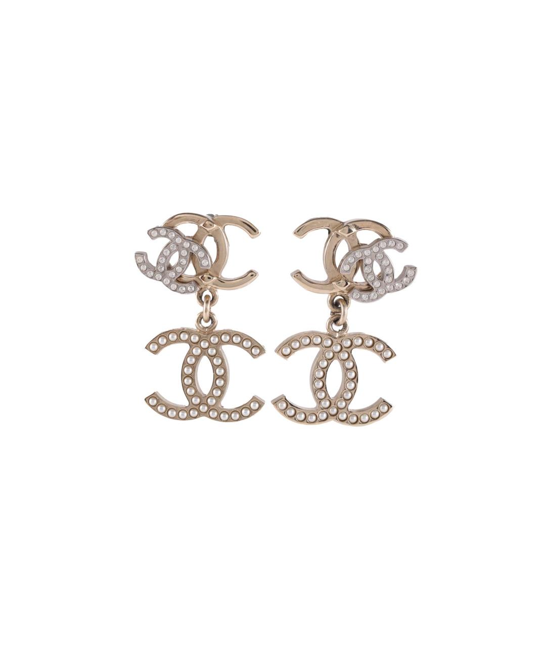 CHANEL Золотые металлические серьги, фото 1