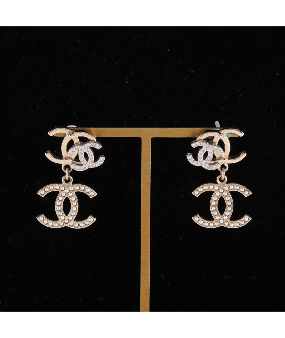 CHANEL Золотые металлические серьги, фото 7