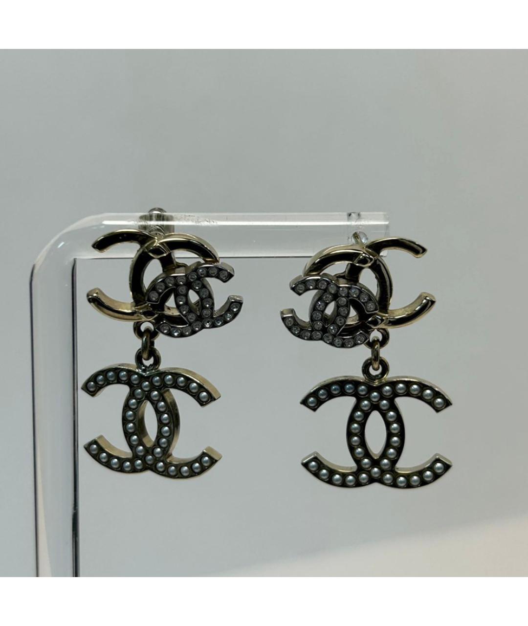 CHANEL Золотые металлические серьги, фото 8