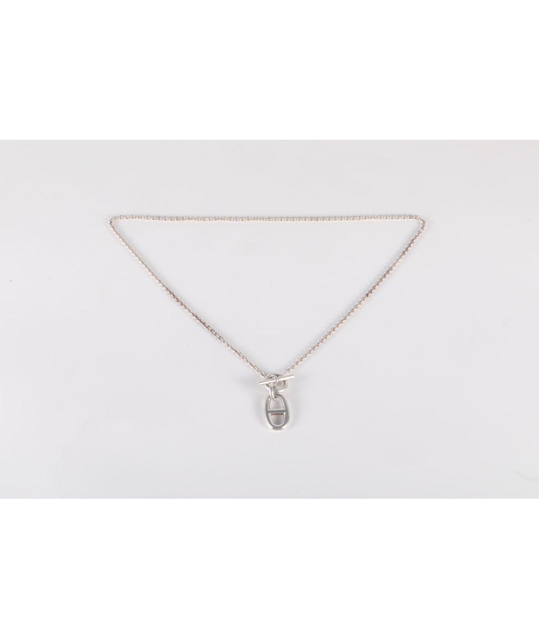 HERMES Серое серебряное колье, фото 6