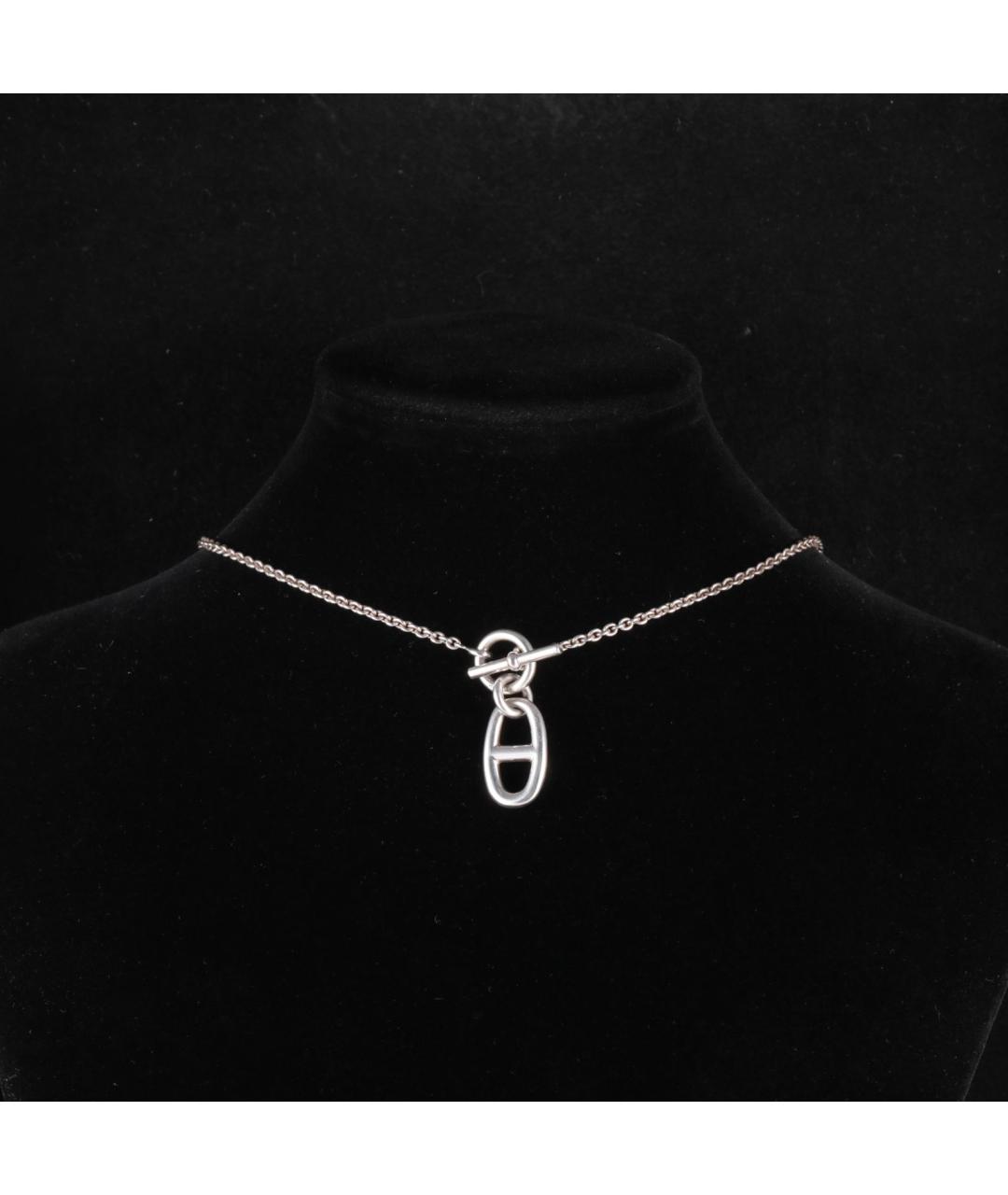 HERMES Серое серебряное колье, фото 7