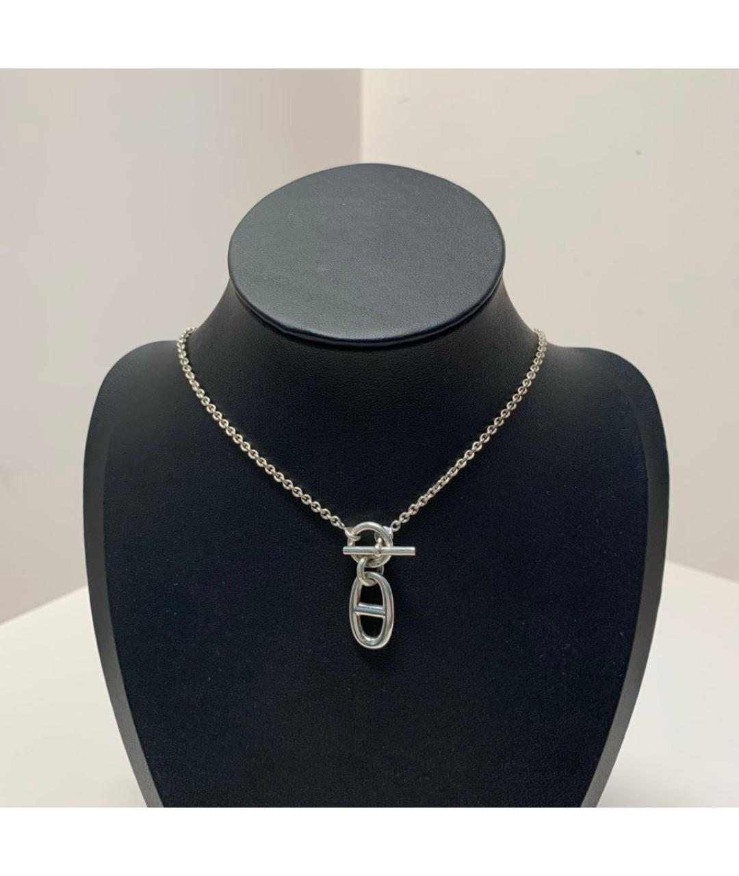HERMES Серое серебряное колье, фото 8