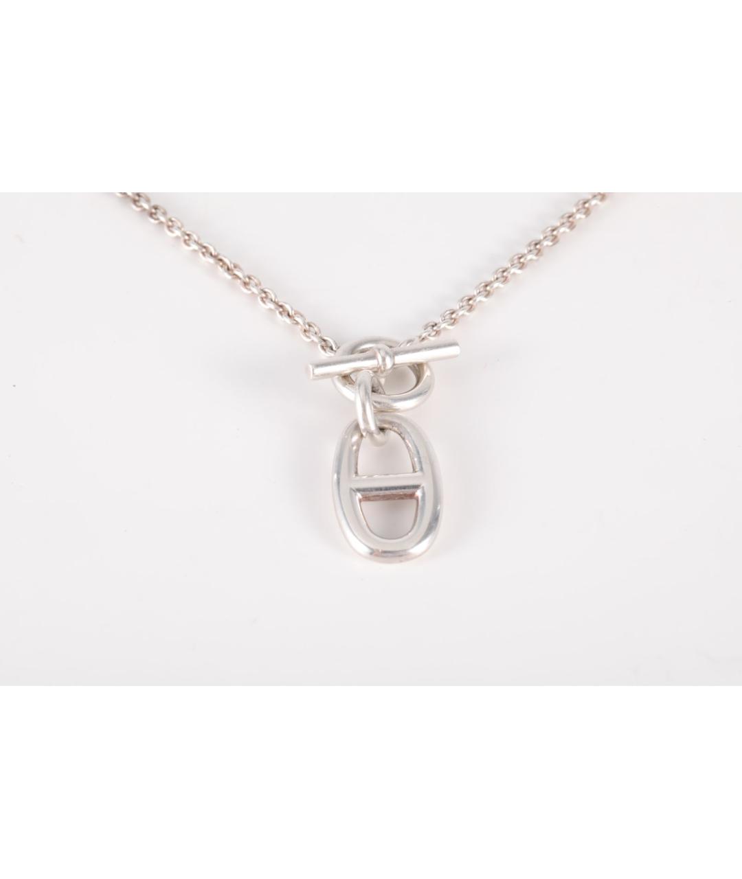 HERMES Серое серебряное колье, фото 5