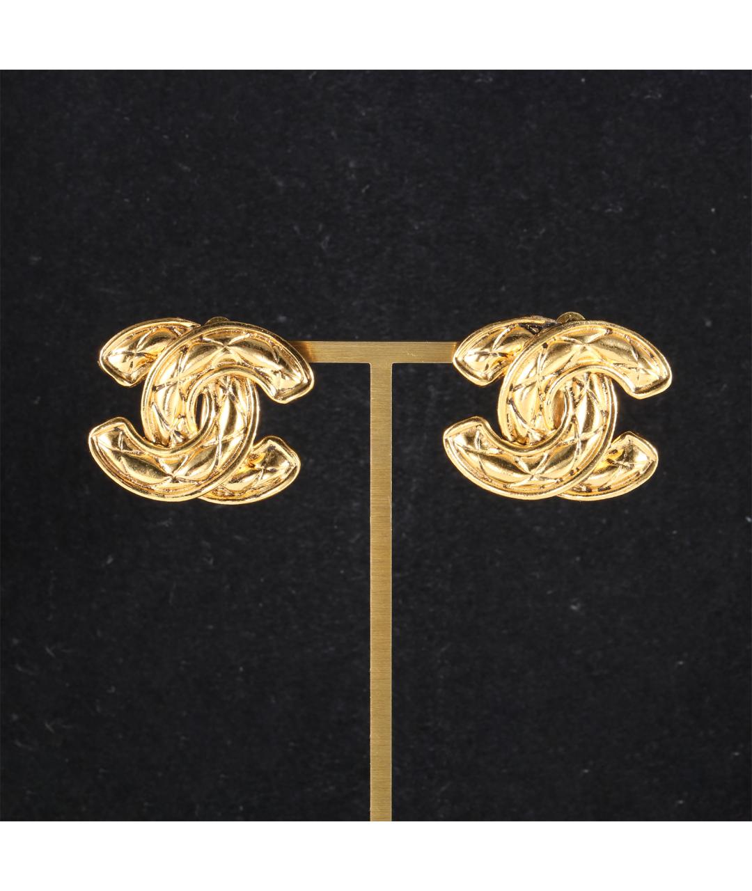 CHANEL Золотые металлические серьги, фото 7