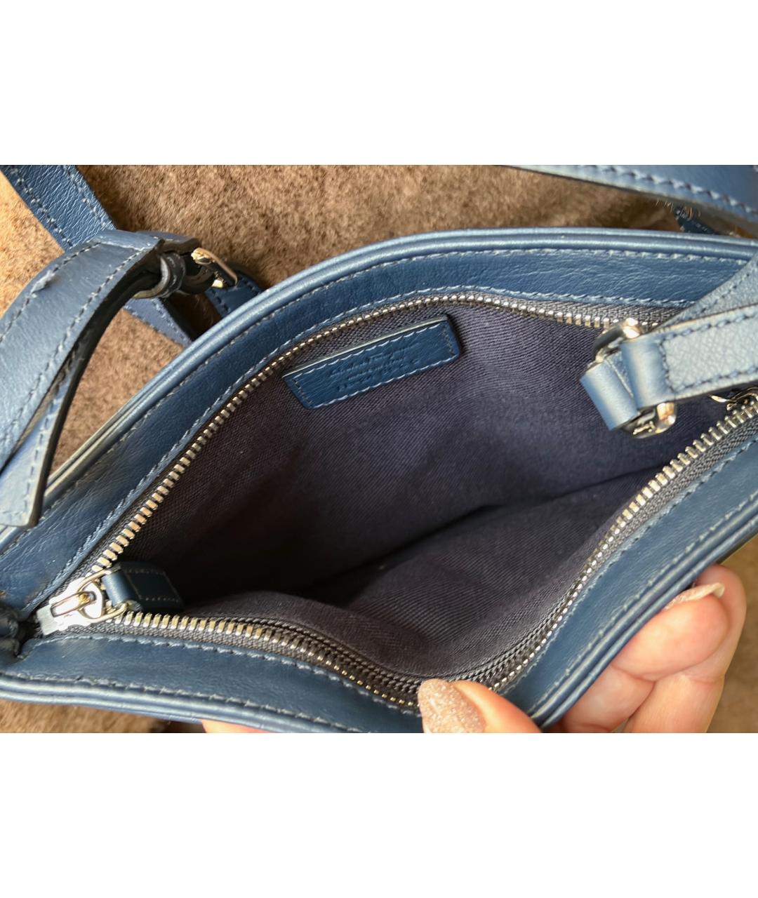 FERRAGAMO Синяя кожаная сумка на плечо, фото 2