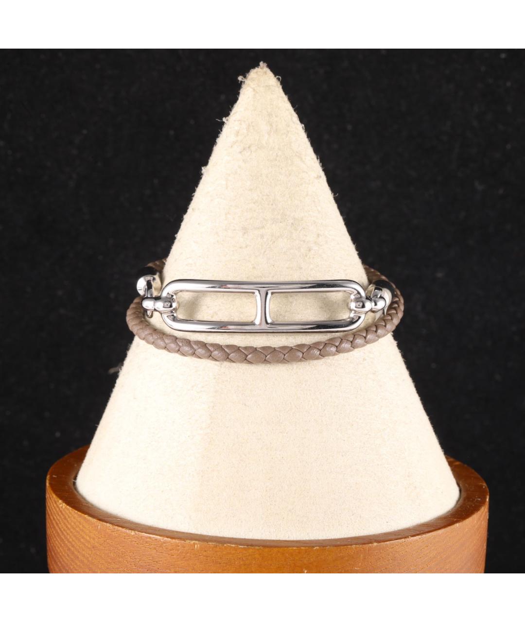 HERMES Бежевый металлический браслет, фото 5