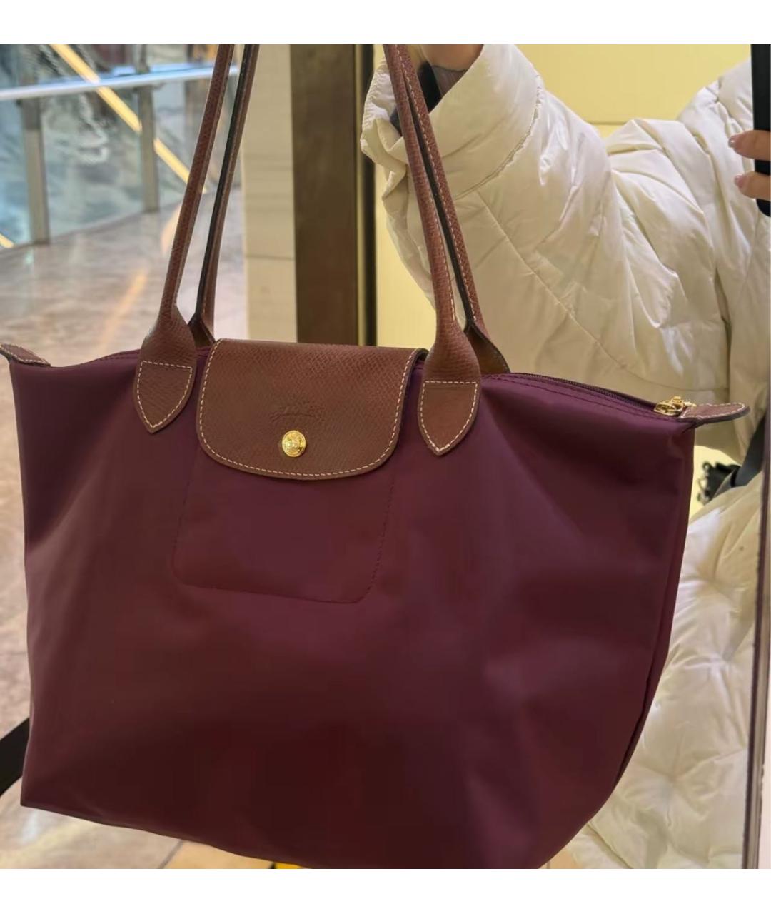 LONGCHAMP Бордовая тканевая сумка тоут, фото 7