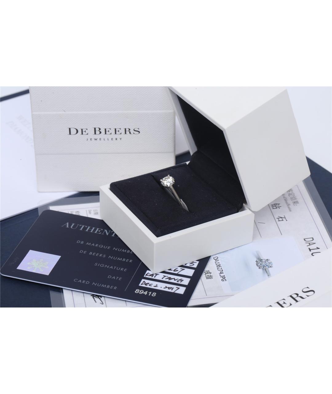 DE BEERS Серебряное платиновое кольцо, фото 6