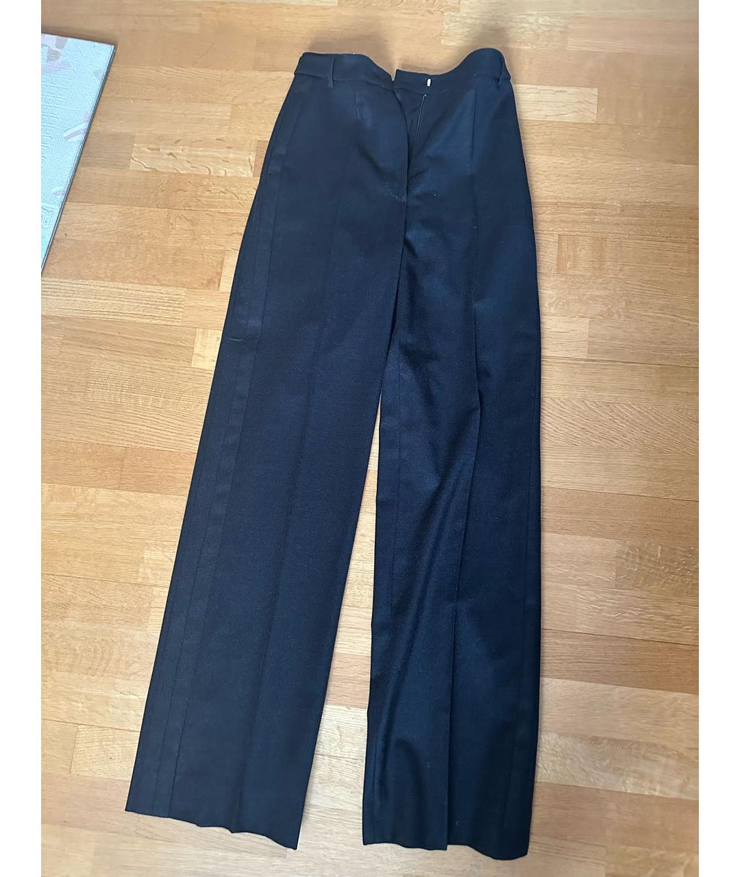 MAX MARA STUDIO Черные шерстяные прямые брюки, фото 8