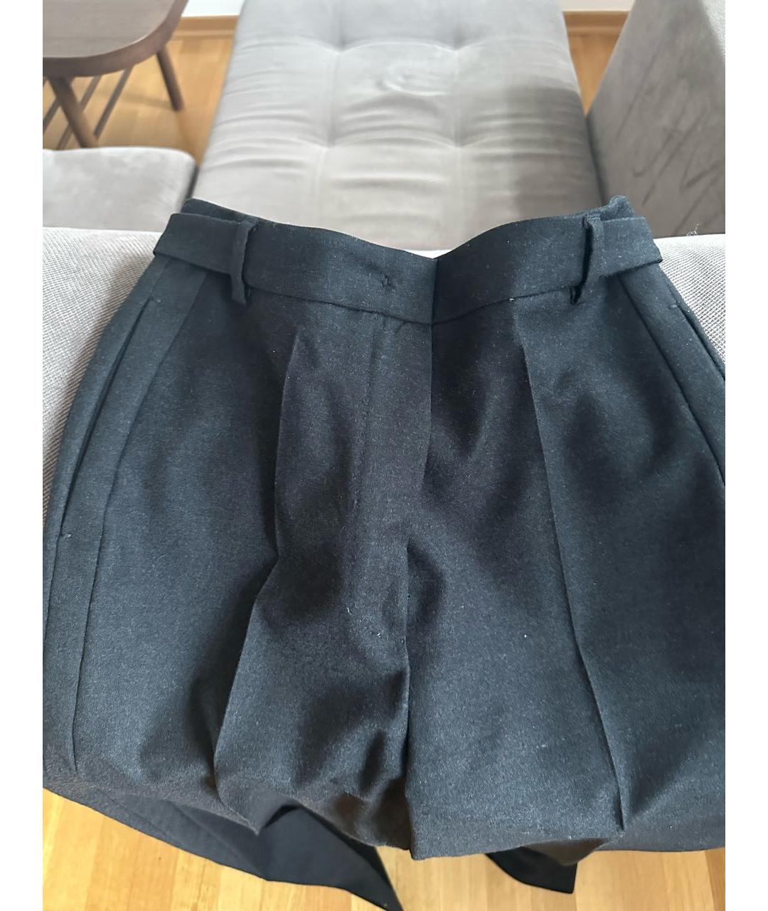 MAX MARA STUDIO Черные шерстяные прямые брюки, фото 7