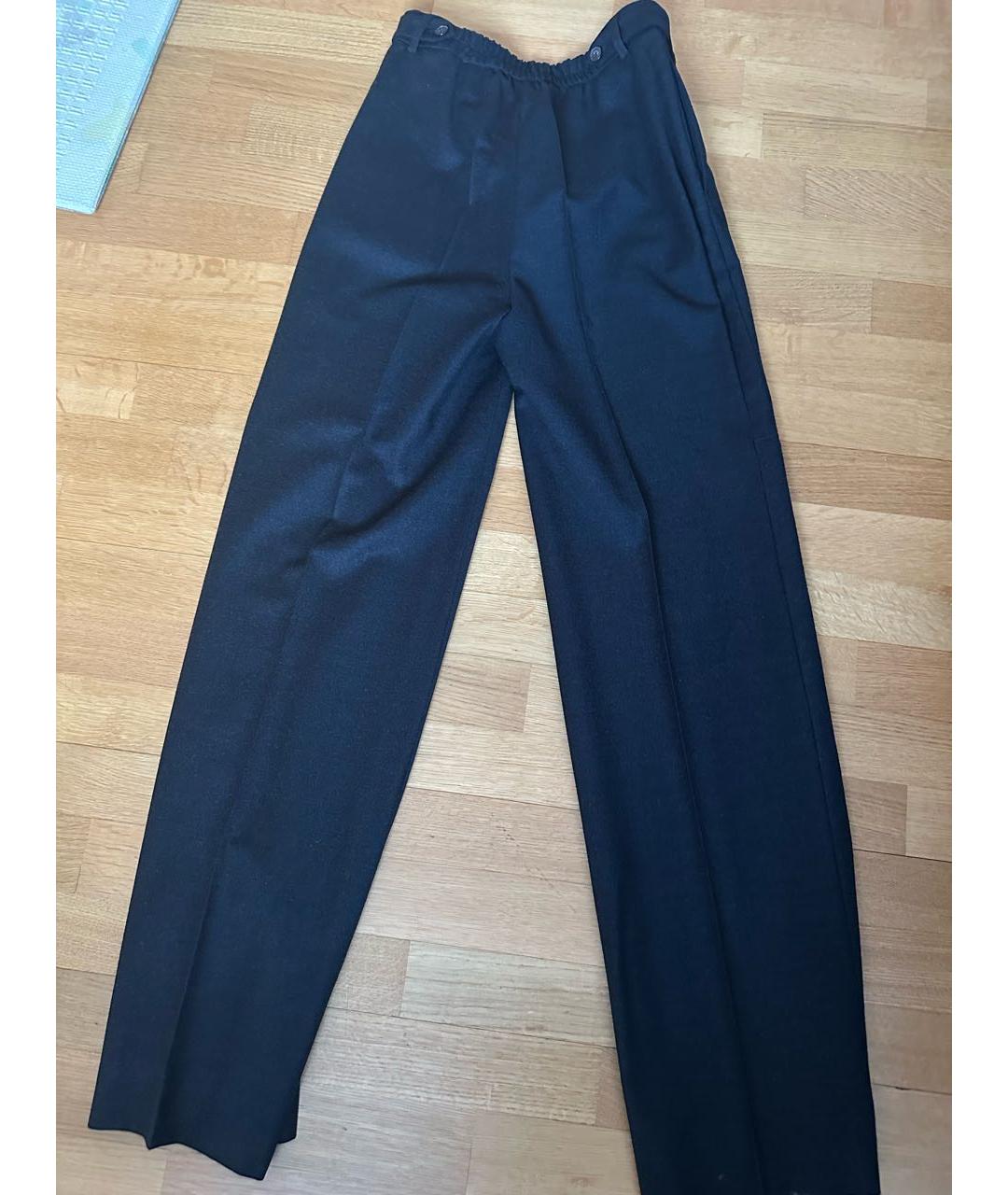 MAX MARA STUDIO Черные шерстяные прямые брюки, фото 2