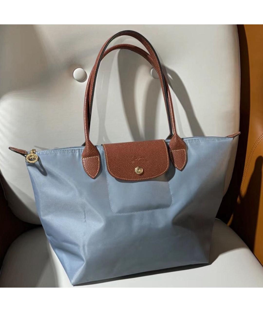 LONGCHAMP Голубая тканевая сумка тоут, фото 6