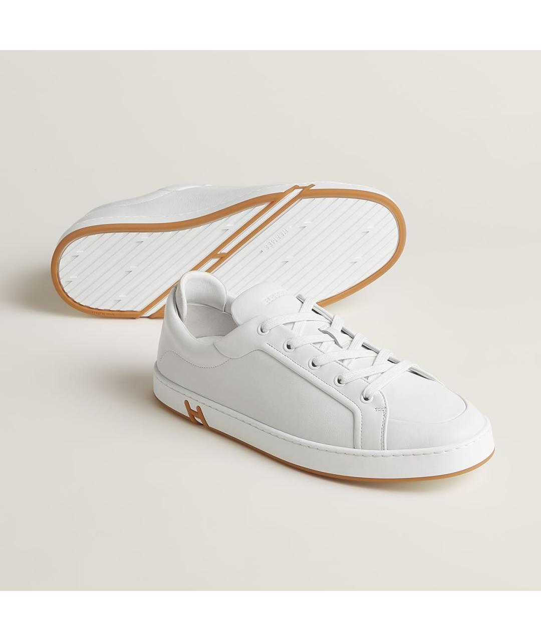 HERMES Белые кожаные низкие кроссовки / кеды, фото 2