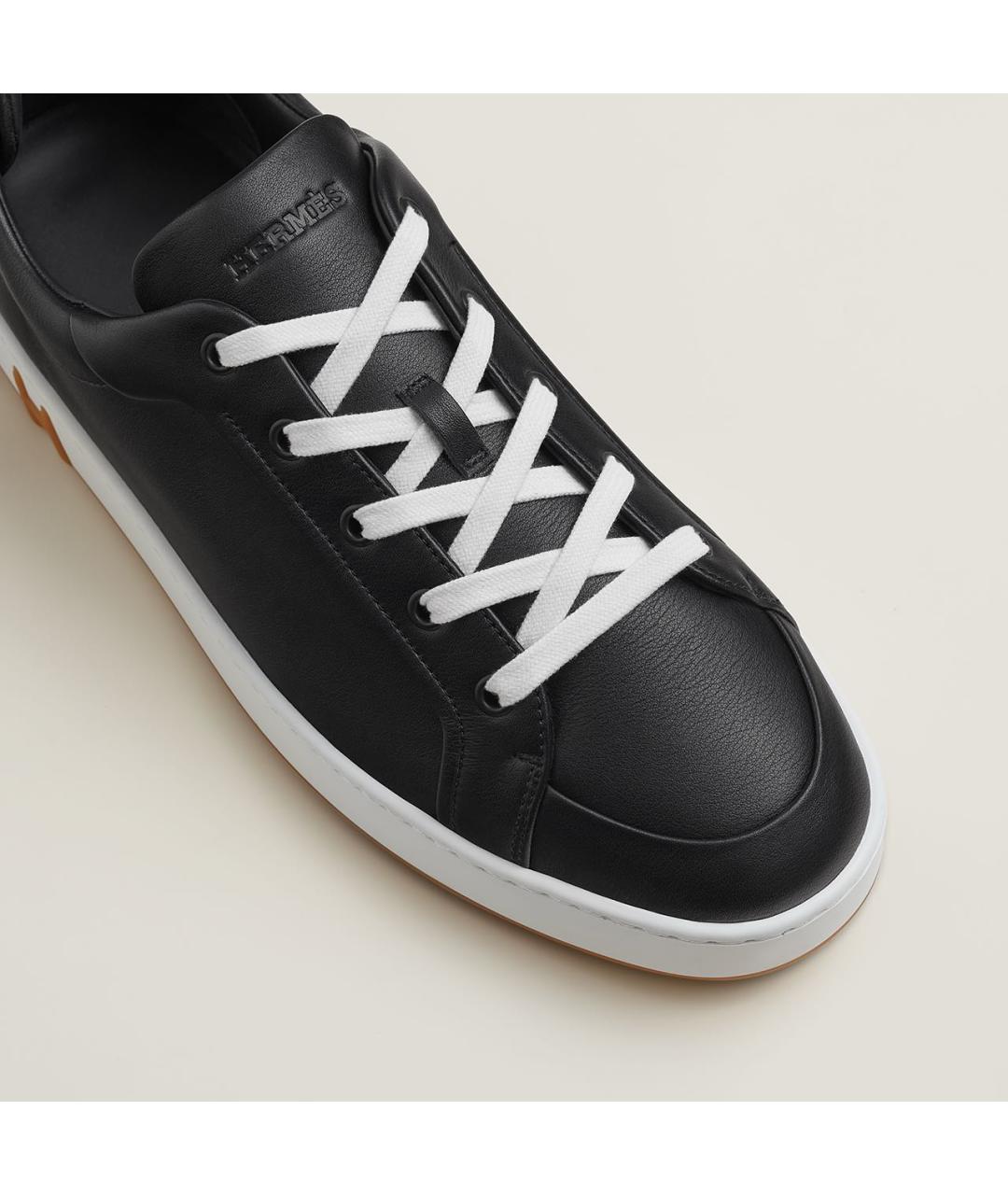 HERMES Черные кожаные низкие кроссовки / кеды, фото 4