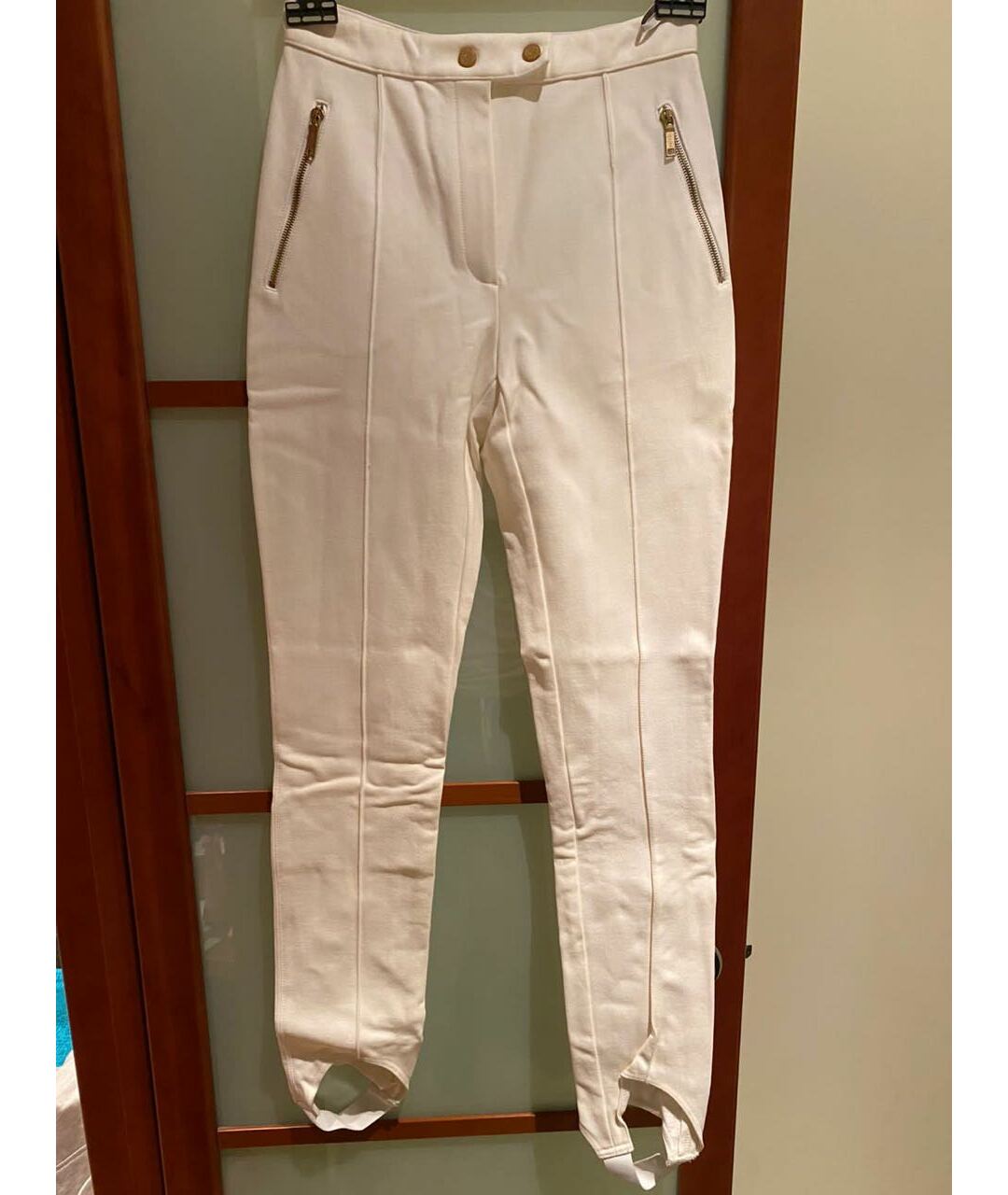 CELINE Белые полиамидовые брюки узкие, фото 5