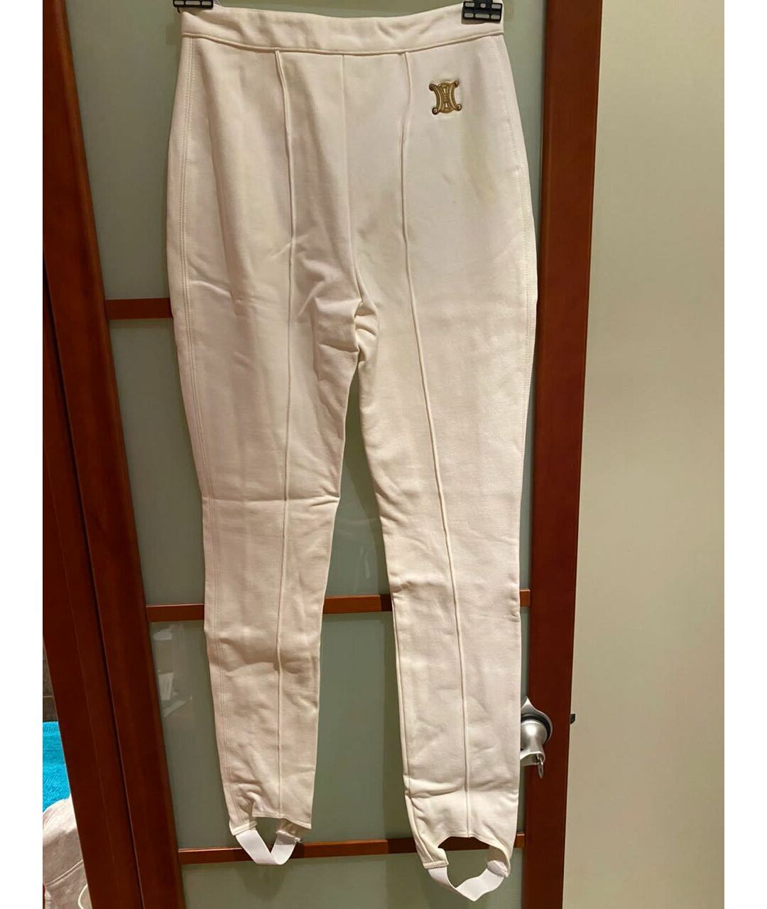 CELINE Белые полиамидовые брюки узкие, фото 2