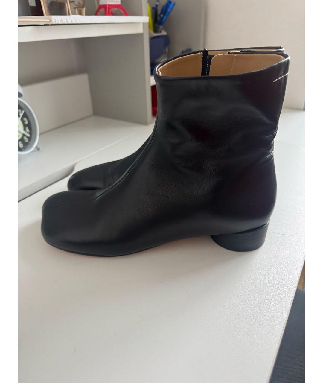 MAISON MARGIELA Черные кожаные ботинки, фото 6
